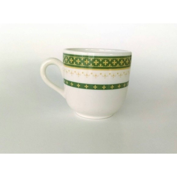 Vintage Syracuse China Demitasse Cup White Green Stripe with Gold Cross - Picture 1 of 4